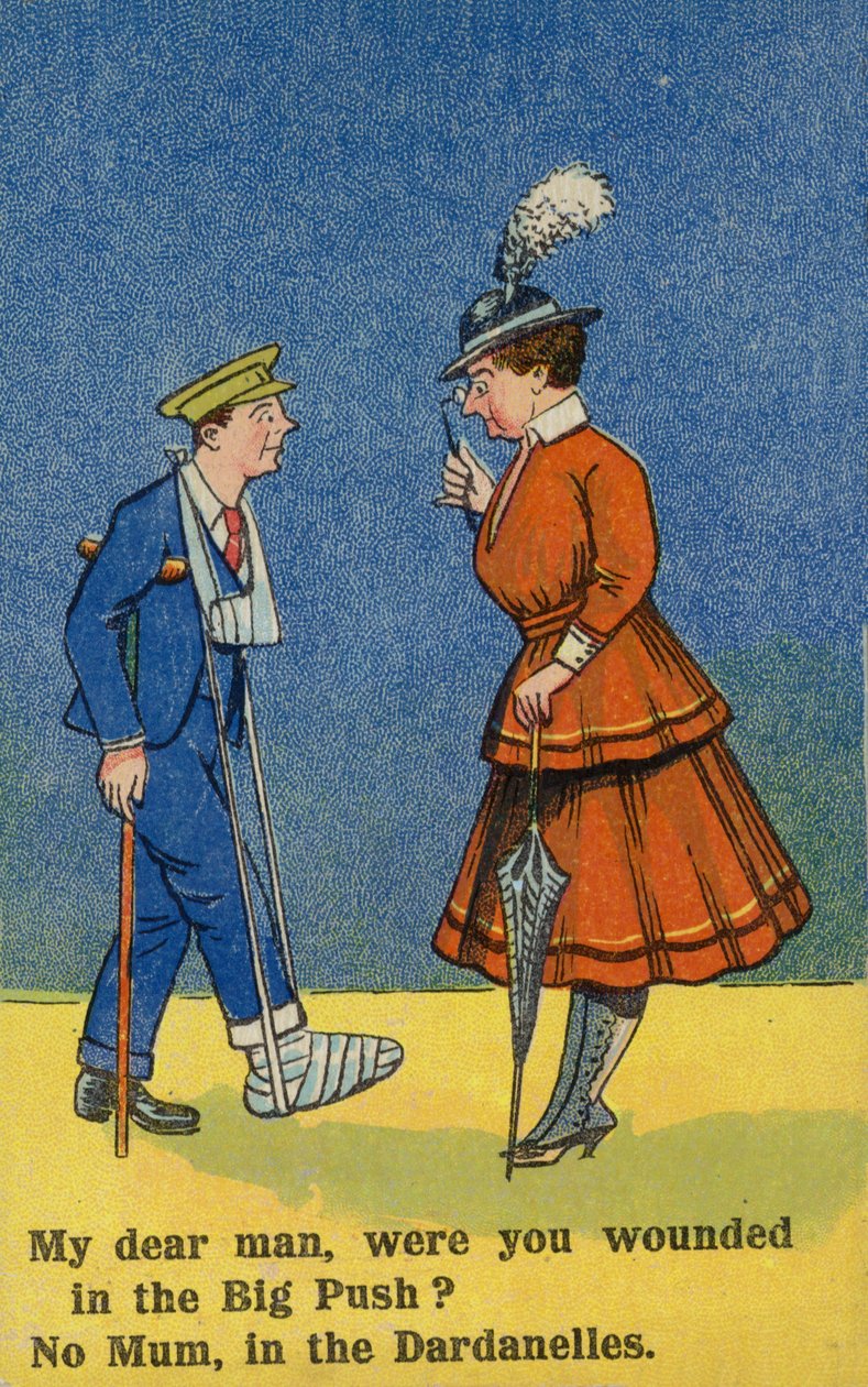 Žena ošetřující zraněného vojáka (barevná litografie) od English School