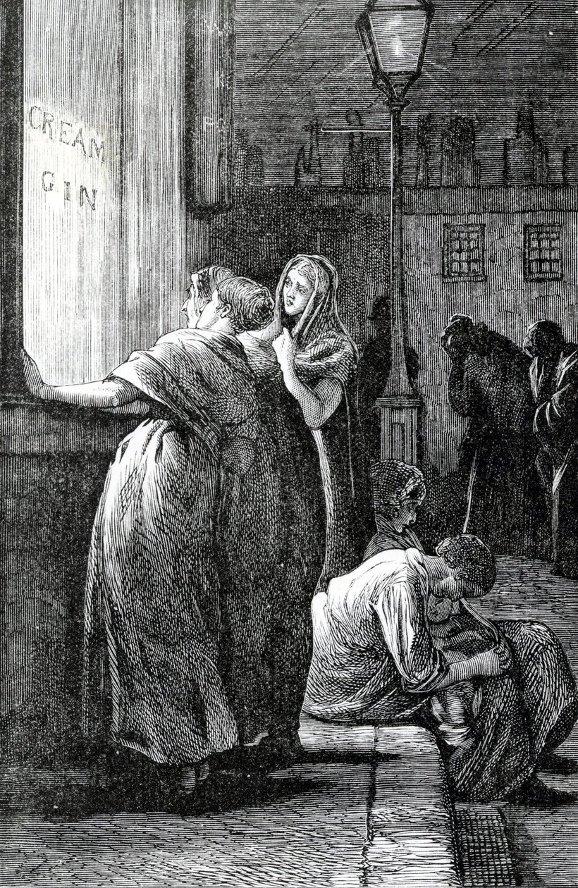 Ženy a pití ginu, 19. století od English School