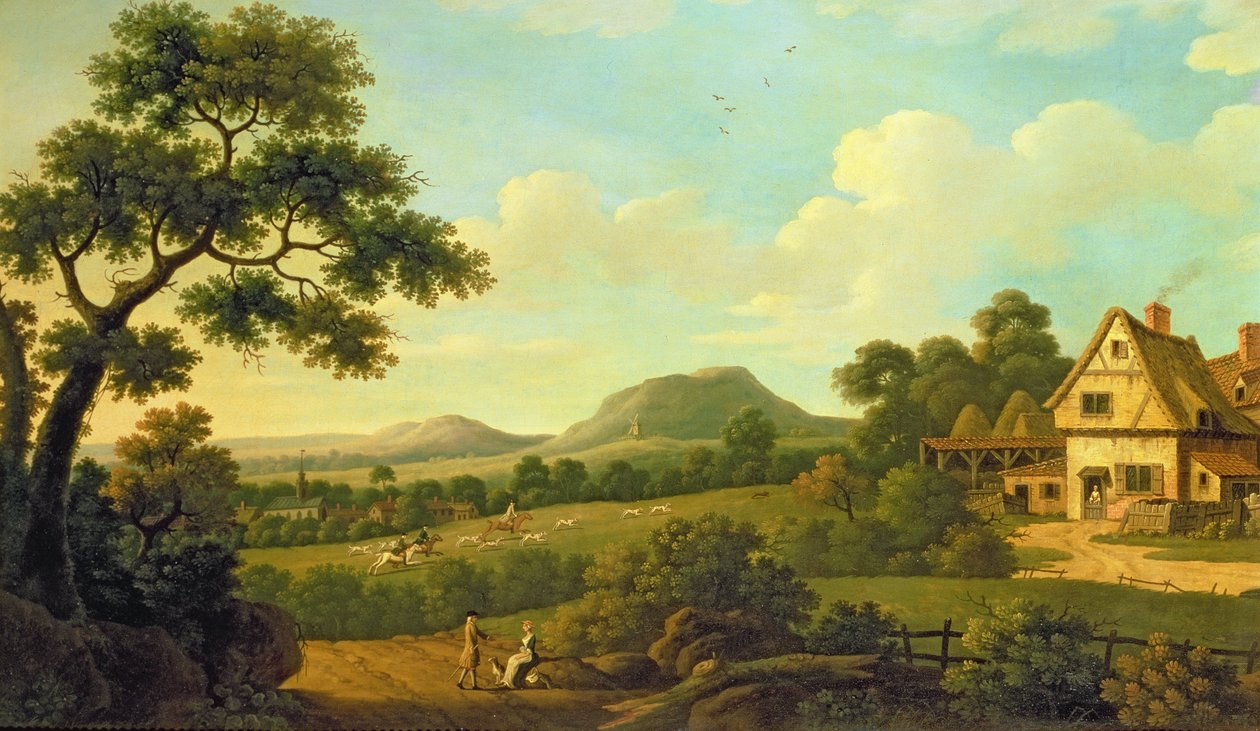 Zalesněná krajina s postavami u silnice, c.1770 od English School