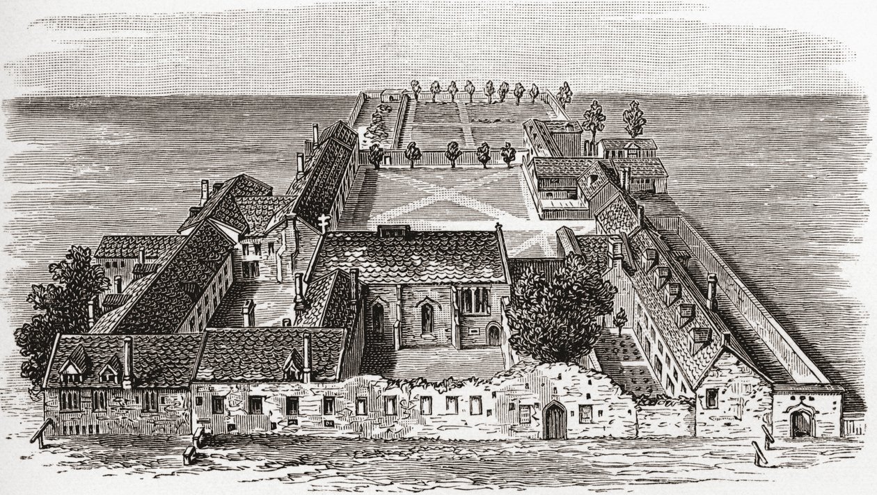 Worcester College, dříve Gloucester Hall, Oxford kolem roku 1673, z „Krátké historie anglického lidu“ od J. R. Greena, vydaného v roce 1893 od English School