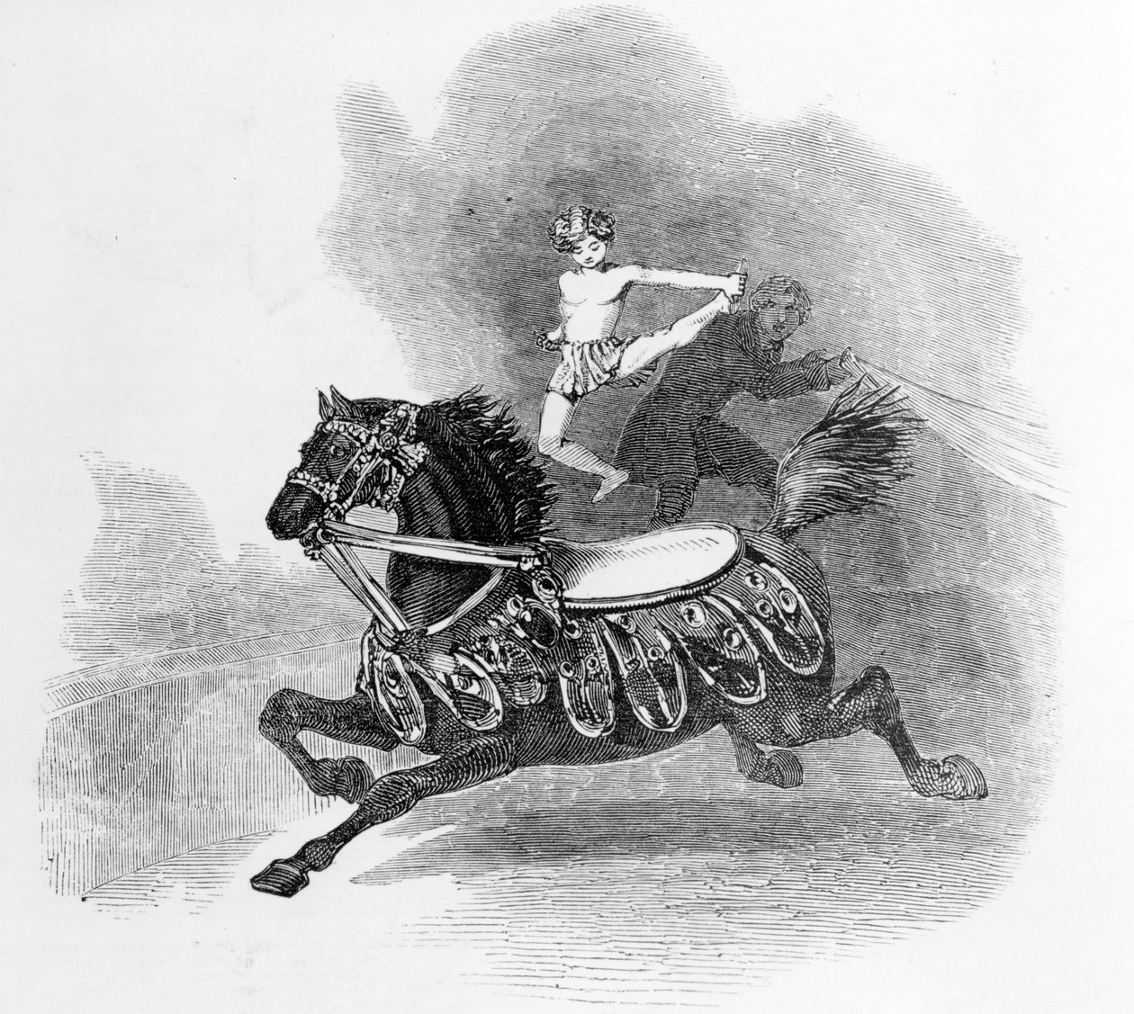 Mladý Hernandez, v Astleyho amfiteátru, ilustrace z „The Illustrated London News“, 1849 od English School