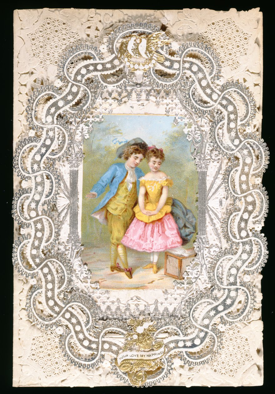 Your Love My Happiness, Valentýnské přání, cca 1870 (barevné lito na papíře) od English School