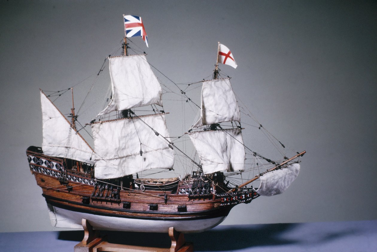 Model Mayflower z roku 1620 (dřevo) v měřítku 1:60 (viz také 3220) od English School English School
