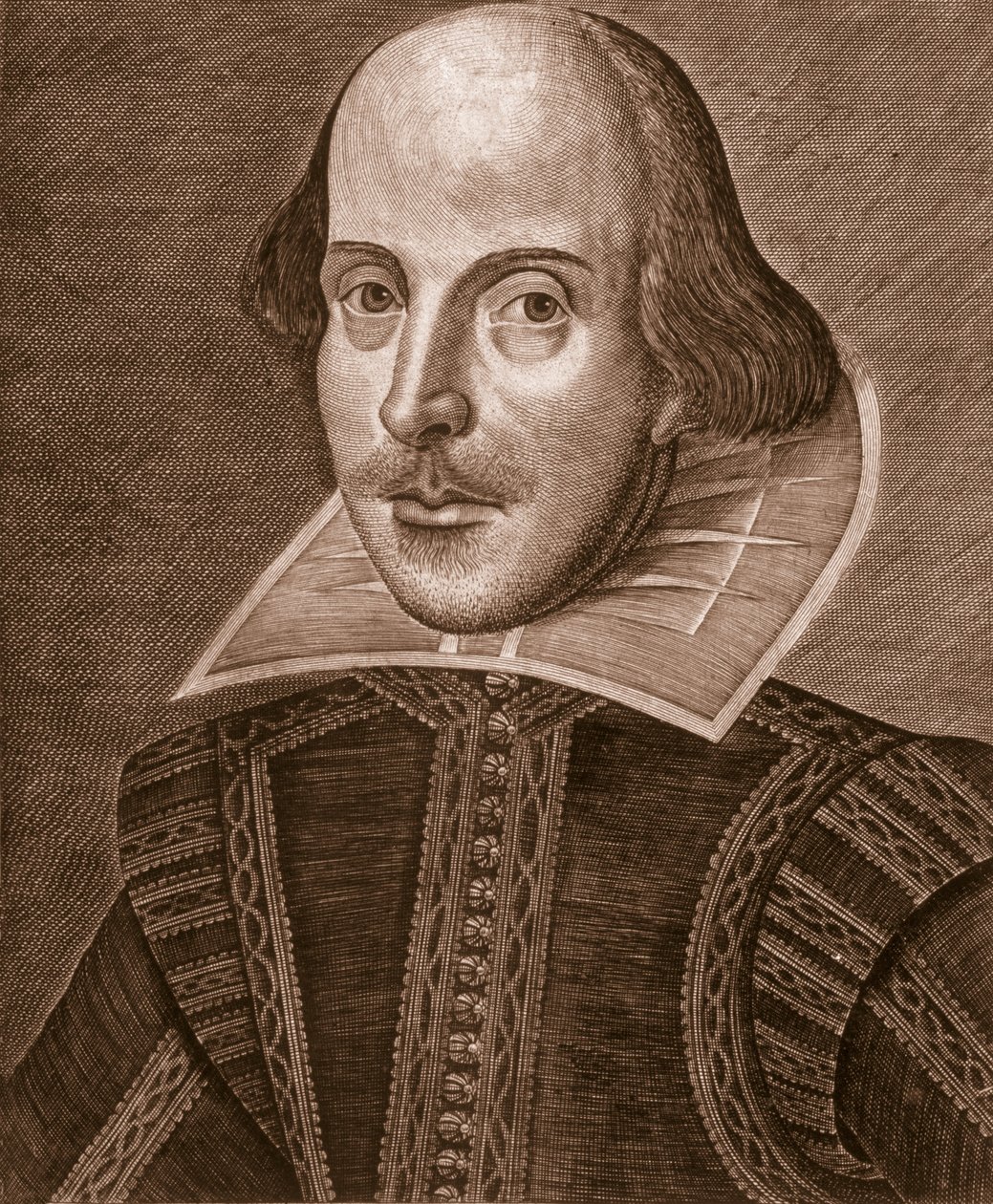 Portrét Williama Shakespeara, vyryl Martin Droeshout (asi 1560-1642), 1623 od English School English School