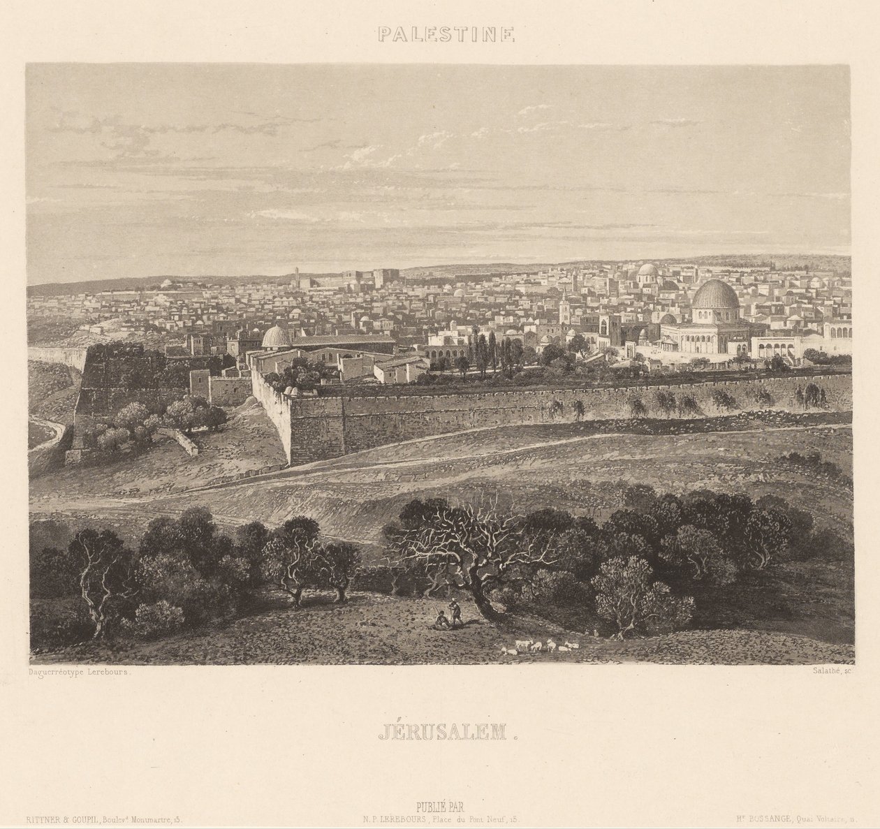 Jeruzalém od Engraving by Friedrich Salathé