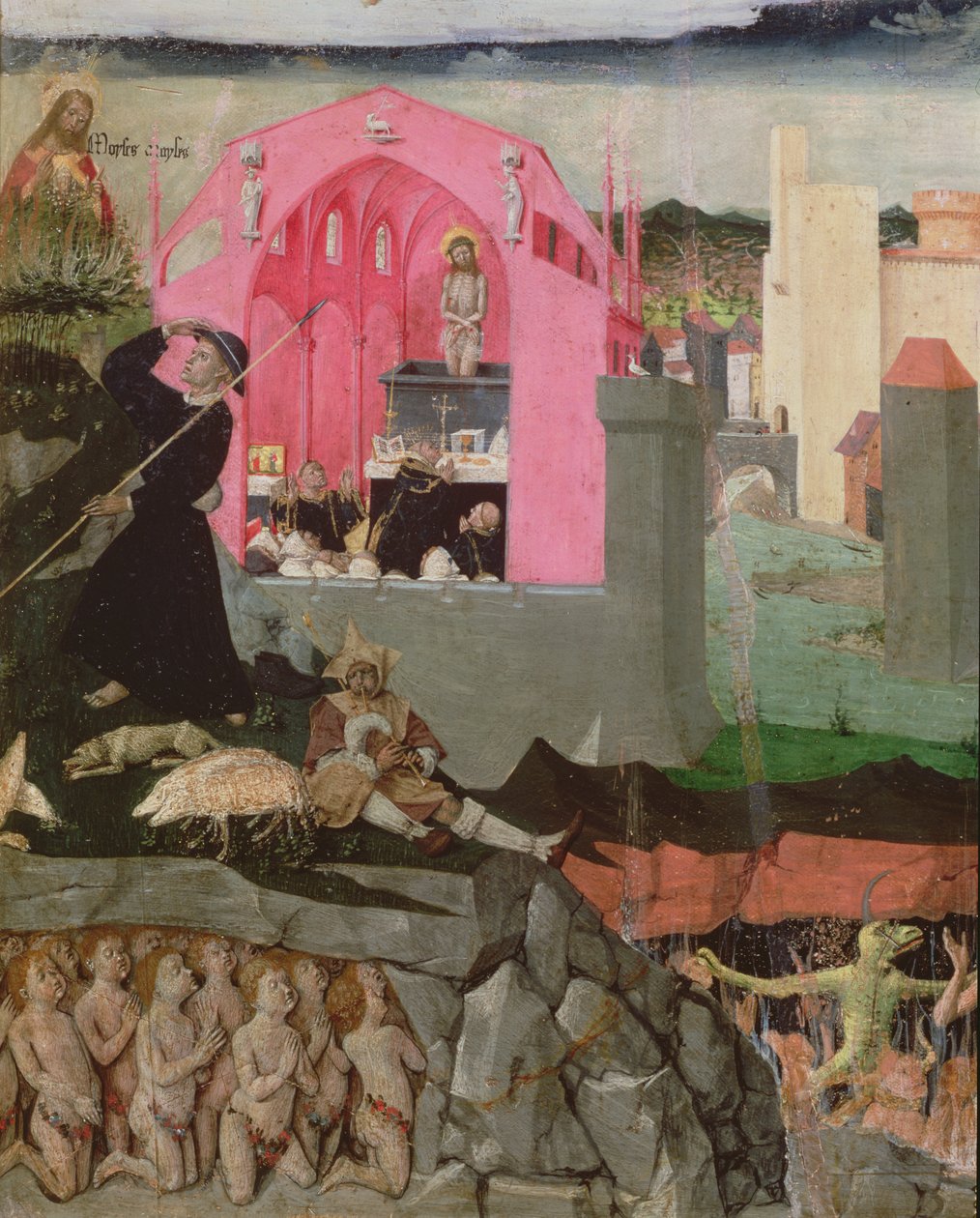 Mše sv. Řehoře Velikého, Mojžíš, vzkříšení z mrtvých, detail z Korunovace Panny Marie, 1453-54 od Enguerrand Quarton