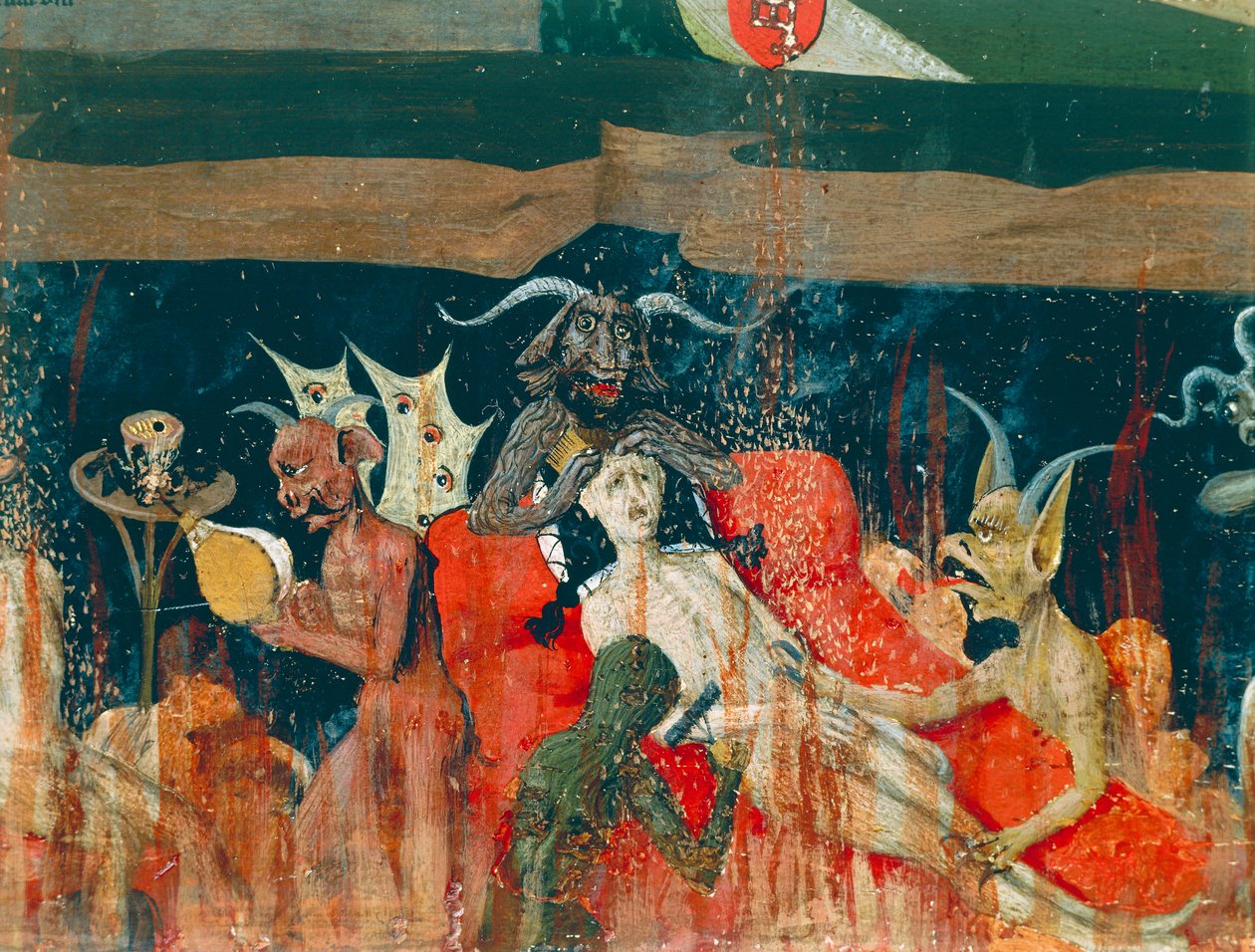 Démoni a zatracení v pekle, detail z Coronation of Virgin Altarpiece od Enguerrand Quarton