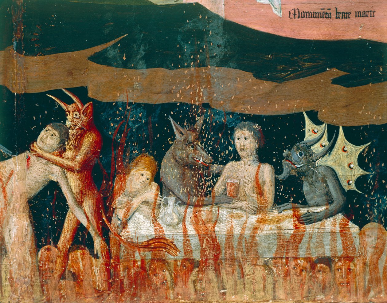 Démoni a zatracení v pekle, detail z Coronation of Virgin Altarpiece od Enguerrand Quarton