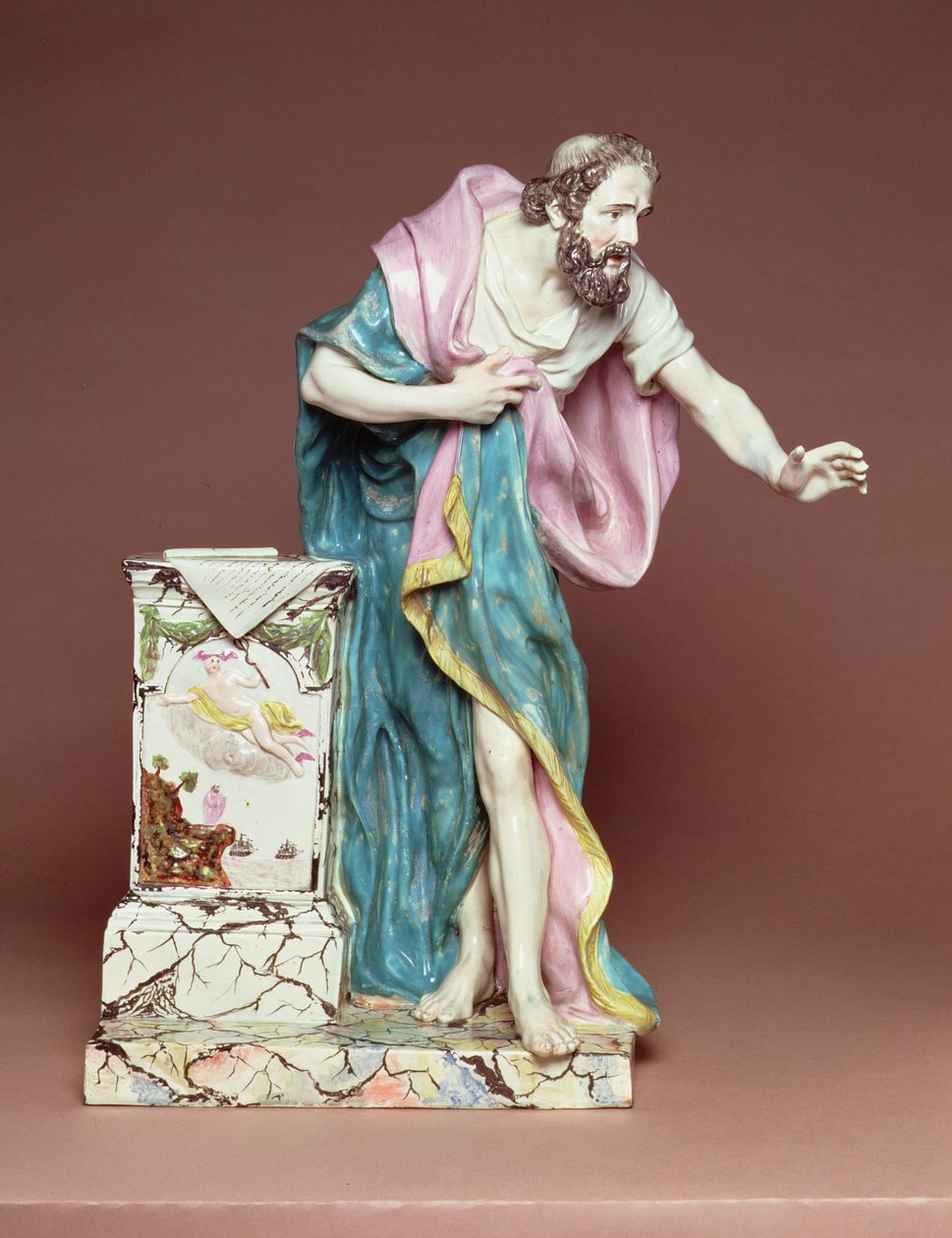 Figurka Demosthenes, Burslem, Staffordshire, kolem 1790 (olověná glazovaná kamenina) od Enoch Wood