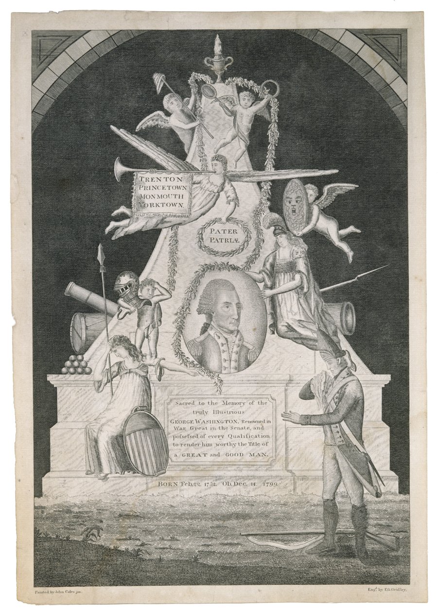 Pater Patriae, c. 1800 (tečkovaná a čárová rytina s leptáním na tkaný papír) od Enoch G. Gridley