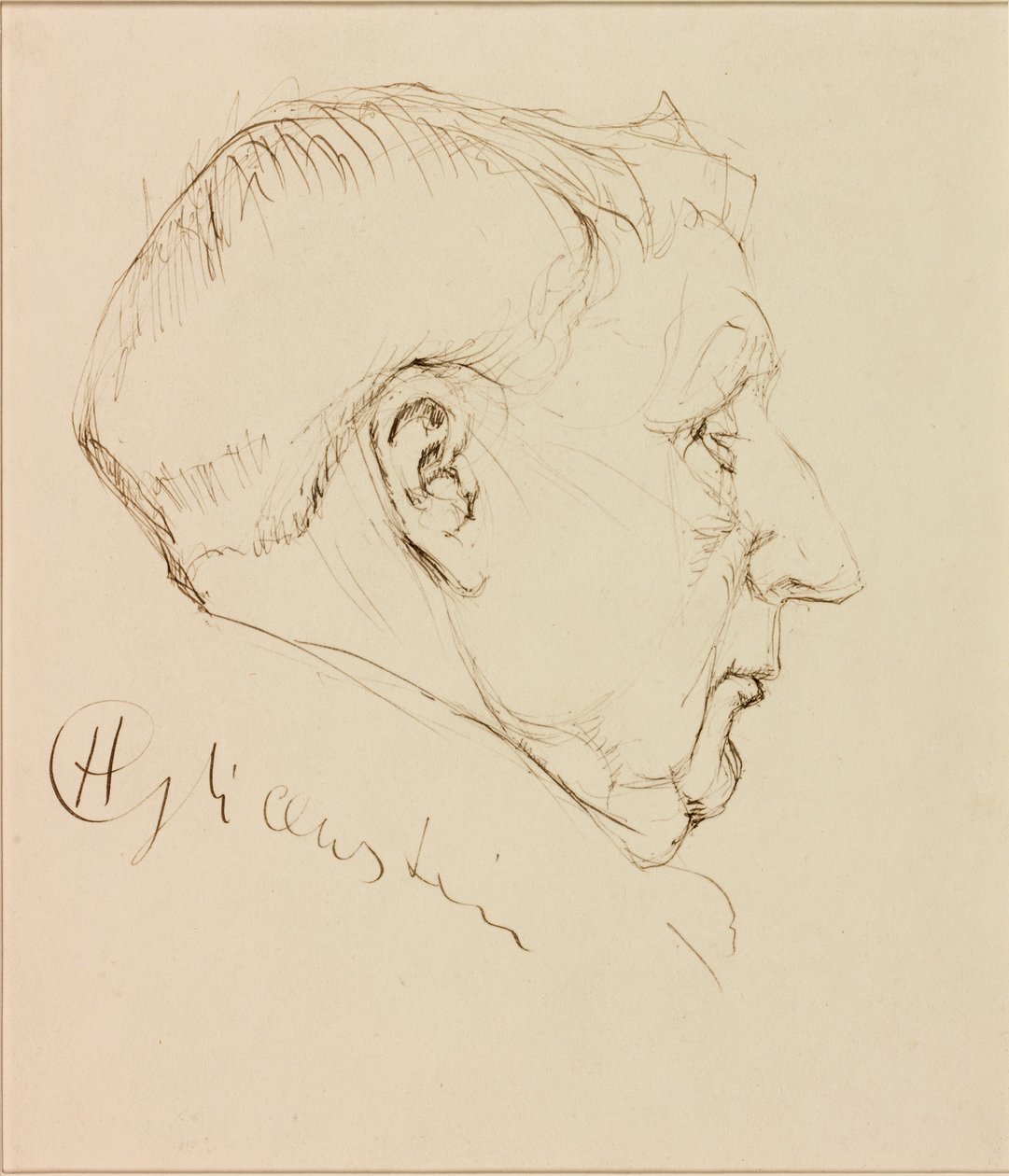 Portrét George Hortona (tuš na papíře (nalepená na kartě)) od Enoch Henryk Glicenstein