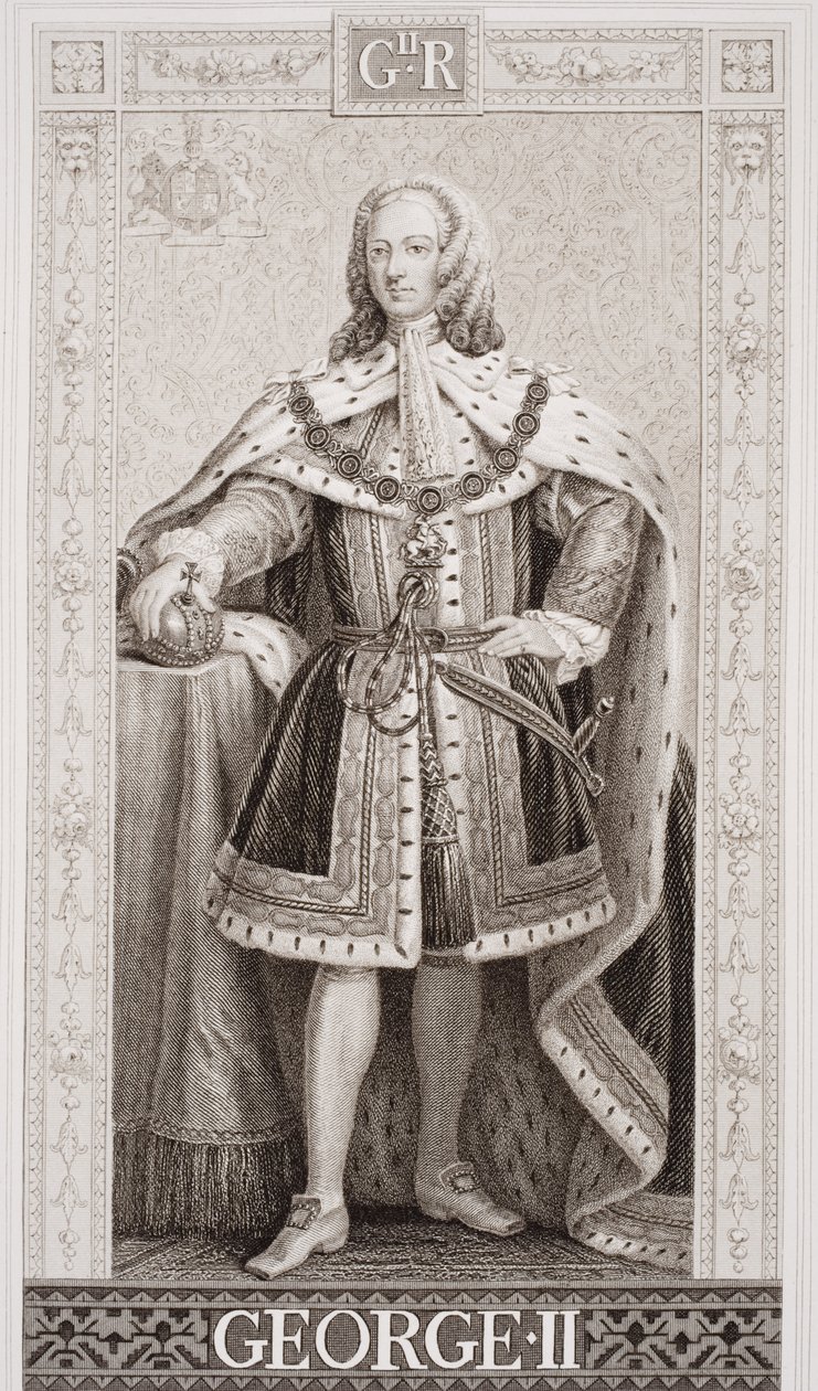 George II (1683-1760) z „Ilustrace anglické a skotské historie“ svazek II od Enoch Seeman