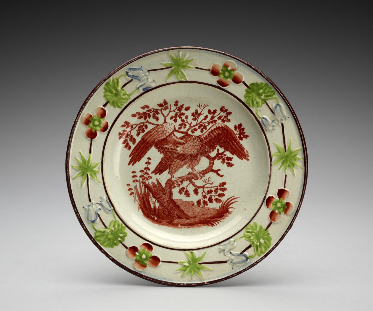 Talíř, c. 1818-1846 (olověná glazovaná kamenina s transferovým tiskem a smaltem) od Enoch Wood and Sons
