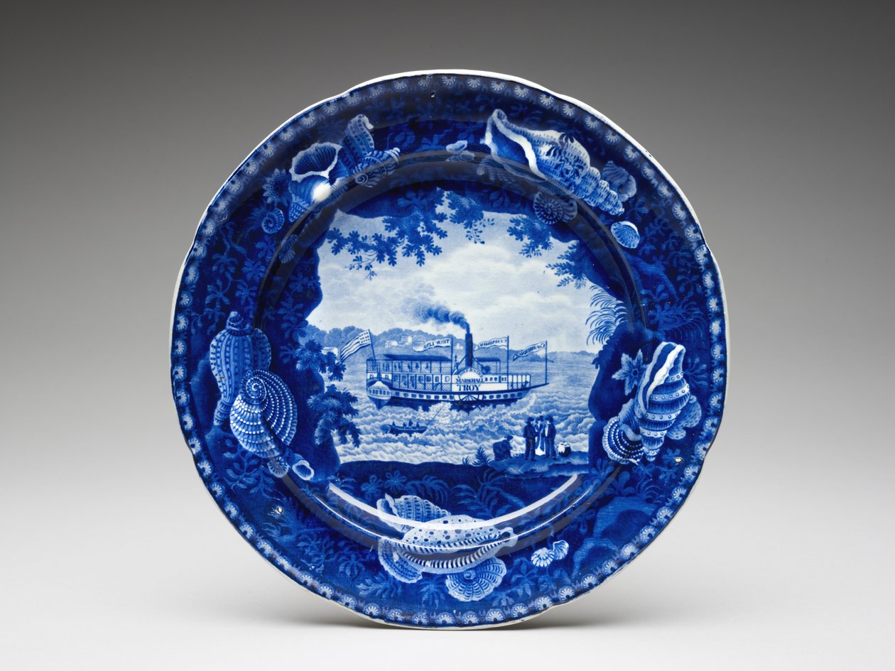 Talíř, c. 1825-1846 (olověná glazovaná kamenina s transferovým tiskem) od Enoch Wood and Sons