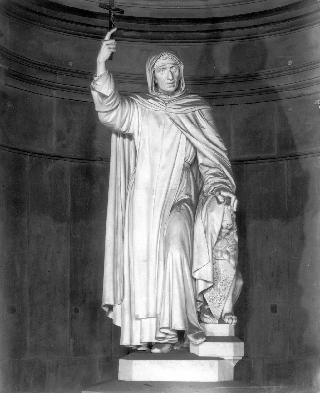 Památník Girolamo Savonarola (1452-98) (mramor) (černobílá fotografie) od Enrico Pazzi