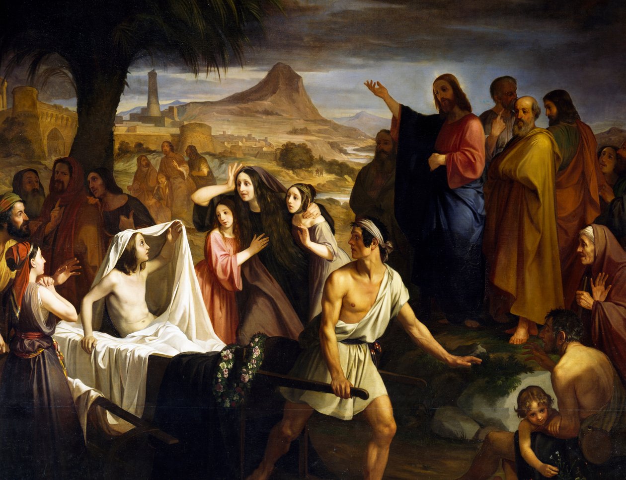Vzkříšení vdovy po Naimově synovi, Enrico Pollastrini (1817-1876), kostel Saint Mary of Succour, Livorno, Toskánsko, Itálie od Enrico Pollastrini