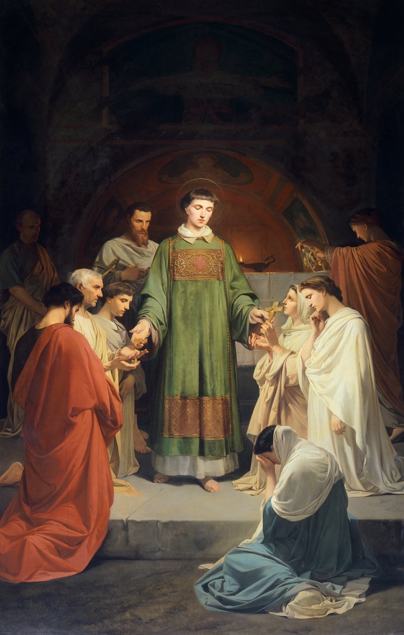 almužna svatého Vavřince, Enrico Pollastrini (1817-1876), kostel Panny Marie Pomocné, Livorno, Itálie od Enrico Pollastrini