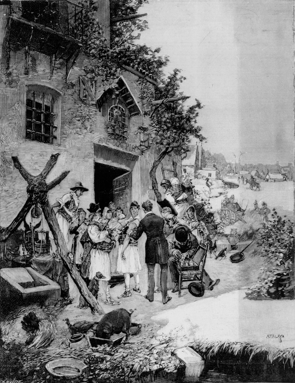 Provádění veřejného očkování proti choleře v oblasti Murcia, 1885 (černobílá fotografie) od Enrique Atalaya Gonzales