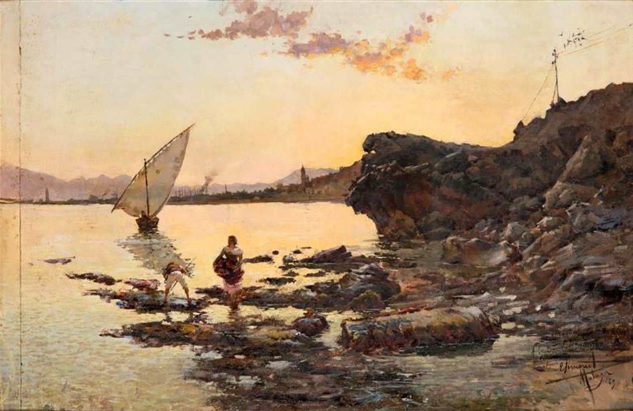 Playa de Malaga al atardecer Pláž Malaga za soumraku od Enrique Simonet