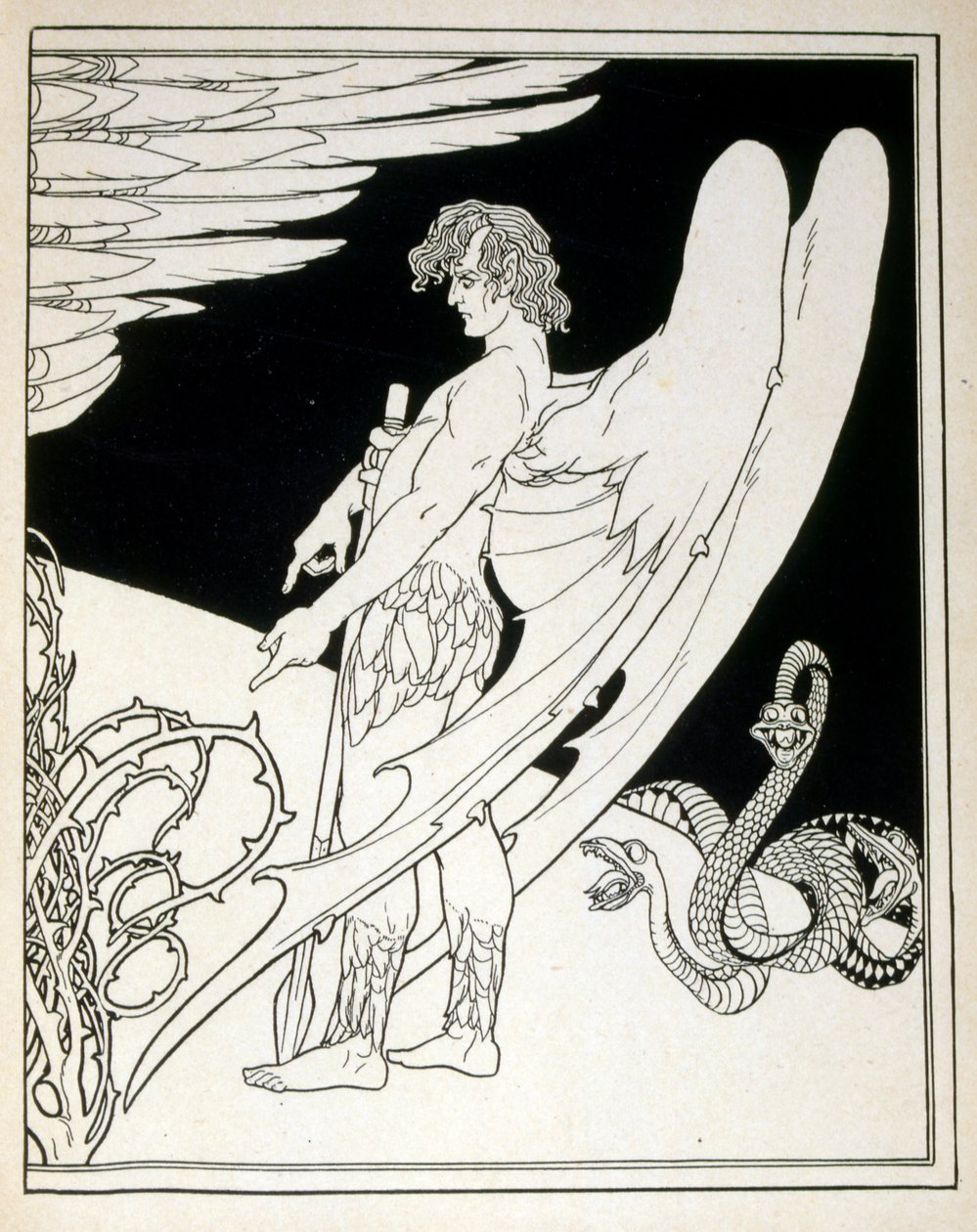 Obří anděl z knihy Judah ilustrovaný Ephraimem Mosesem Lilienem (1874-1925). Lilian je považován za otce sionistické ikonografie vytvořené ve stylu Jugendstil (německá secese). Ilustroval knihu „Juda“ (1900), knihu biblické poezie od a od Ephraim Moses Lilien