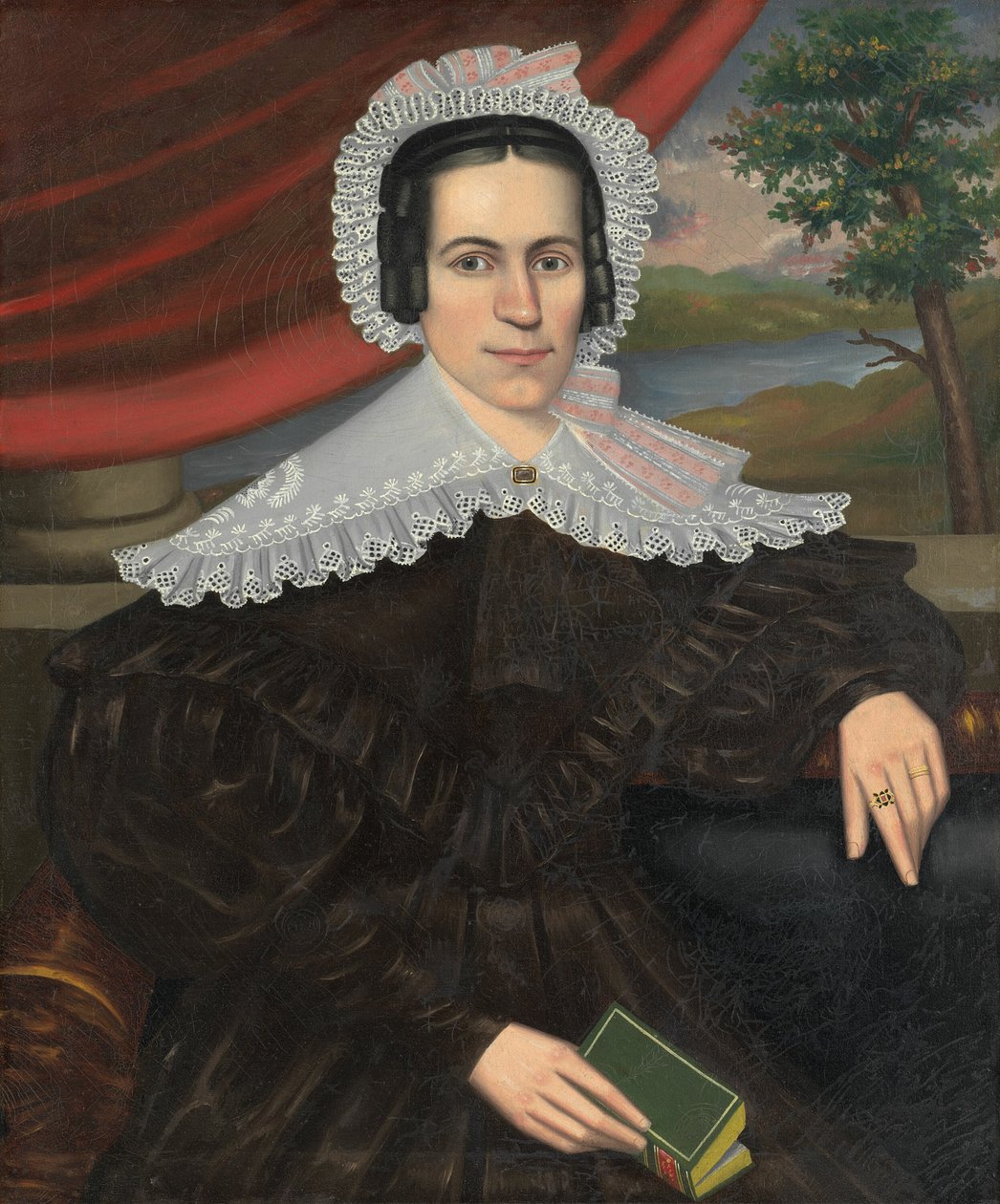 Žena se zelenou knihou Louisa Gallond Cook, 1838. od Erastus Salisbury Field
