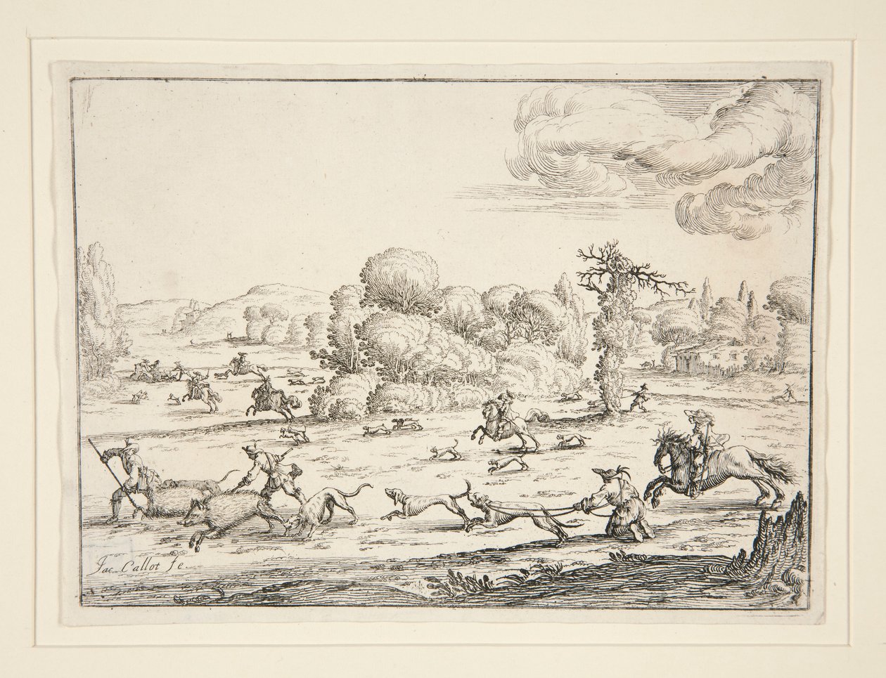 Hunting Scene: Near the Kill (podle návrhu Jacquese Callota 1592-1635) od Ercole Bazzicaluva