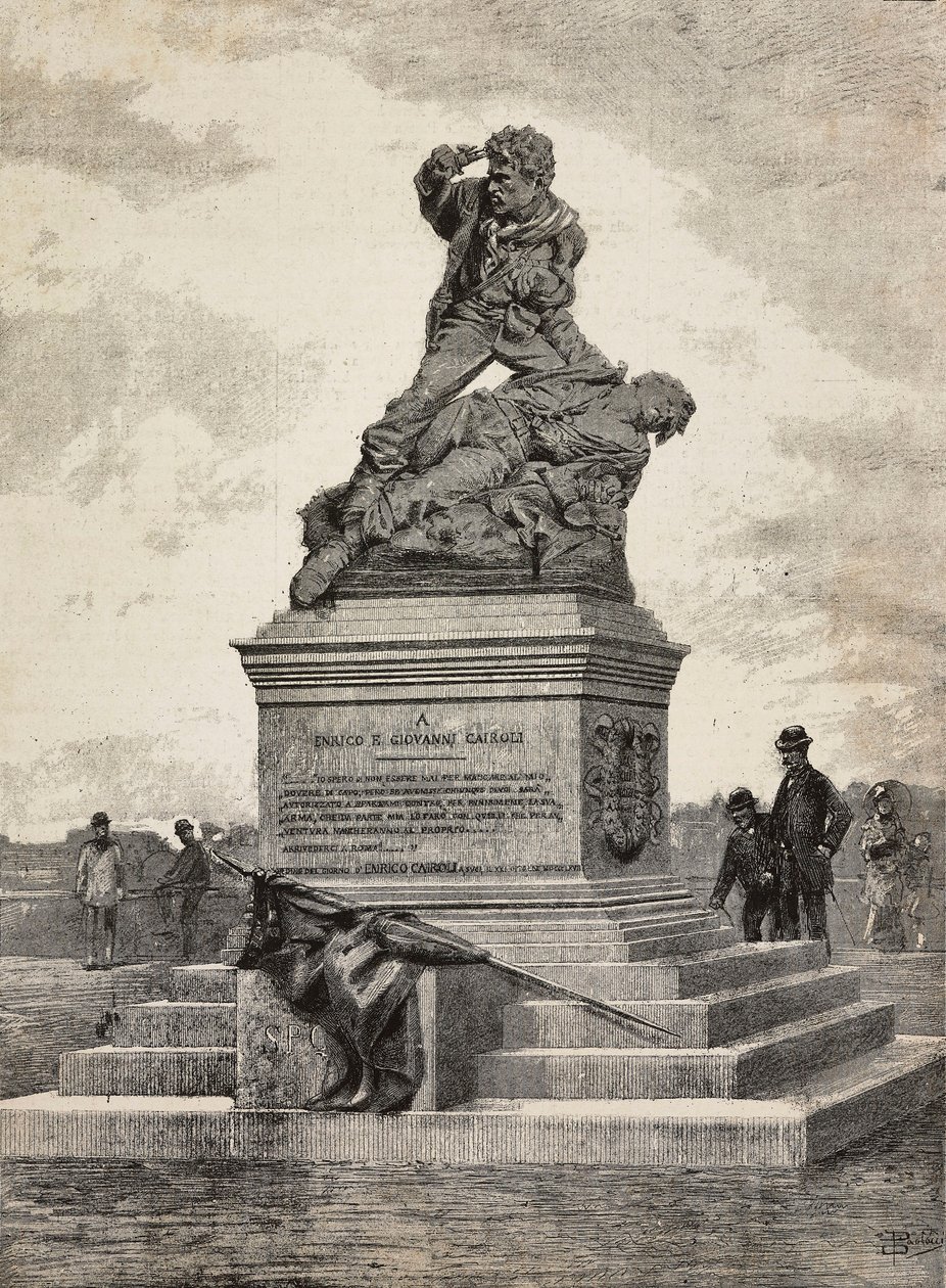 Památník Enrico (1840-1867) a Giovanni Cairoli (1842-1869), italští vlastenci, bronzová skupina od sochaře Ercole Rosa (1846-1893), na kopci Pincian, Řím, Itálie od Ercole Rosa