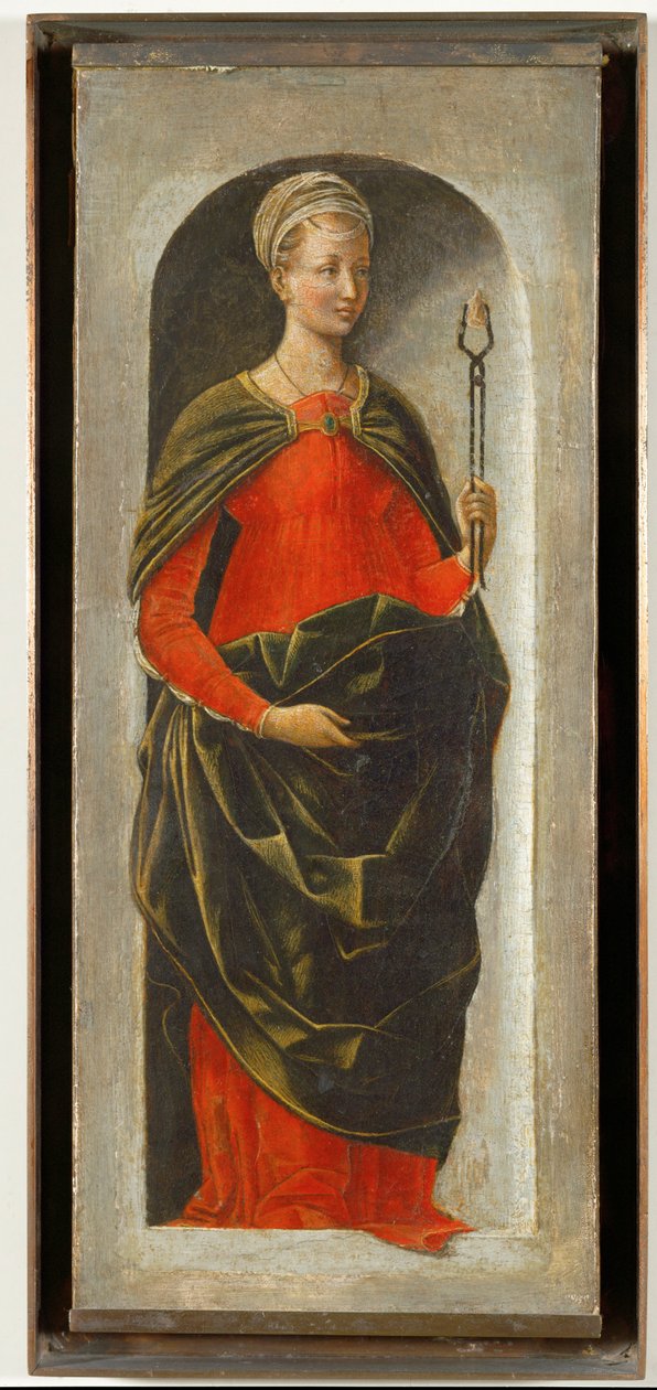 Svatá Apolonie, pravý sloup oltáře svatého Vincence Ferriera, který pro Boloňu namaloval Francesco Cossa, dokončil Ercole di Roberti ... od Ercole de Roberti