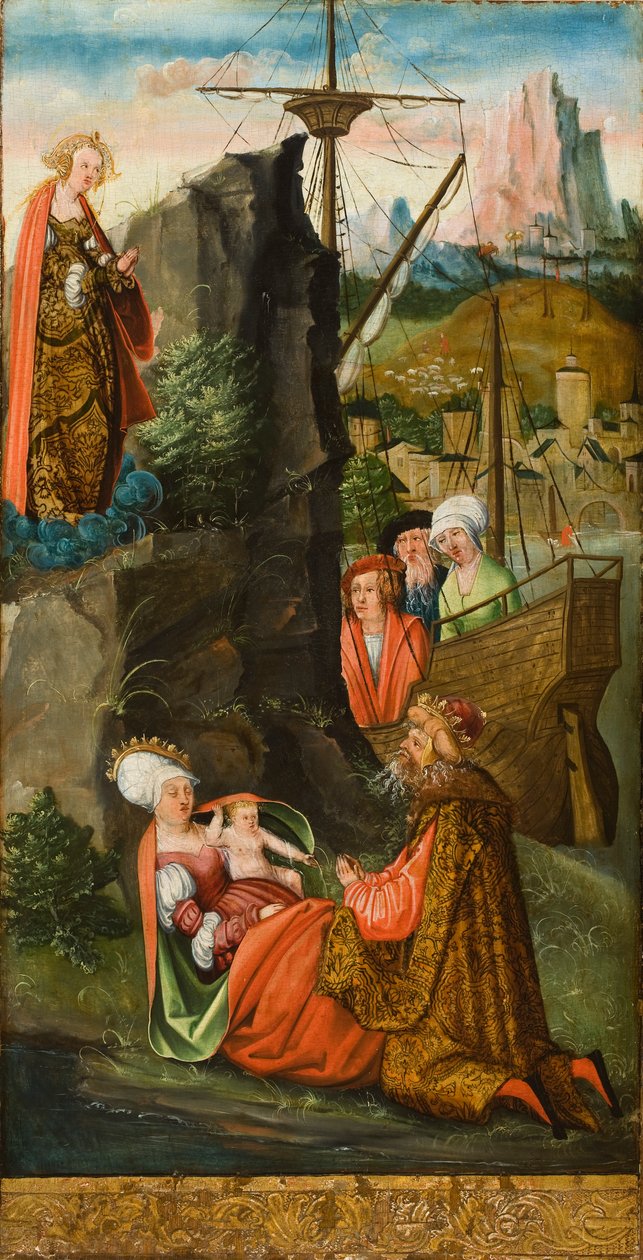 Svatá Máří Magdalena vychovávající manželku prince z Marseille, 1519 (olej na dubové desce) od Erhard Altdorfer