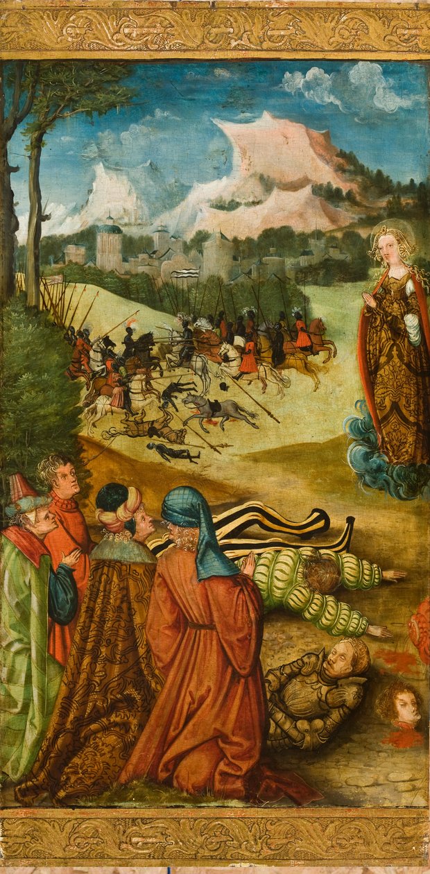 Svatá Máří Magdaléna zvedající mrtvého rytíře ke zpovědi, 1519 (olej na dubové desce) od Erhard Altdorfer