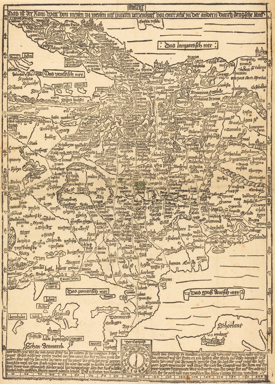 Cestovní mapa střední Evropy od Erhard Etzlaub