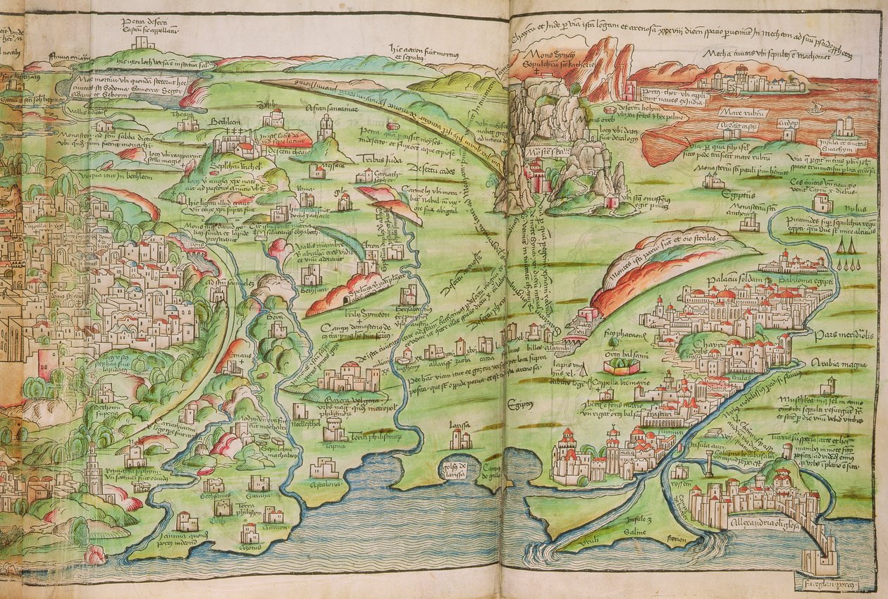 Mapa města Jeruzaléma od Bernharda von Breydenbach (1440-97) od Erhard Reuwich