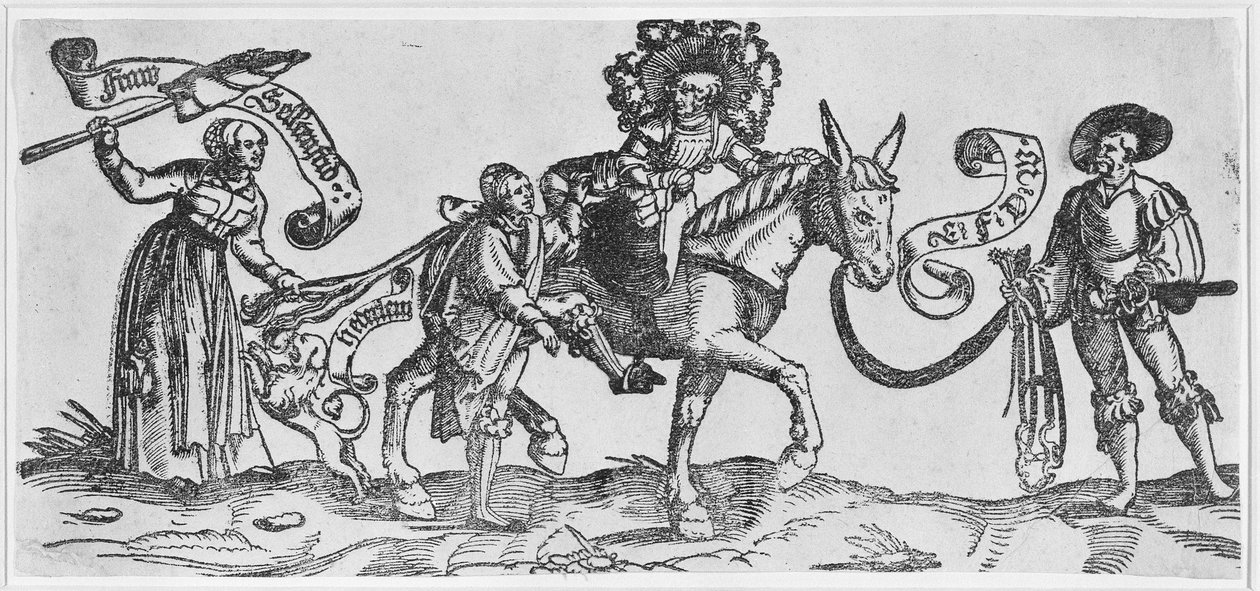 Shrew ("Frau Seltenfried") (dřevořez na položeném papíře) od Erhard Schon