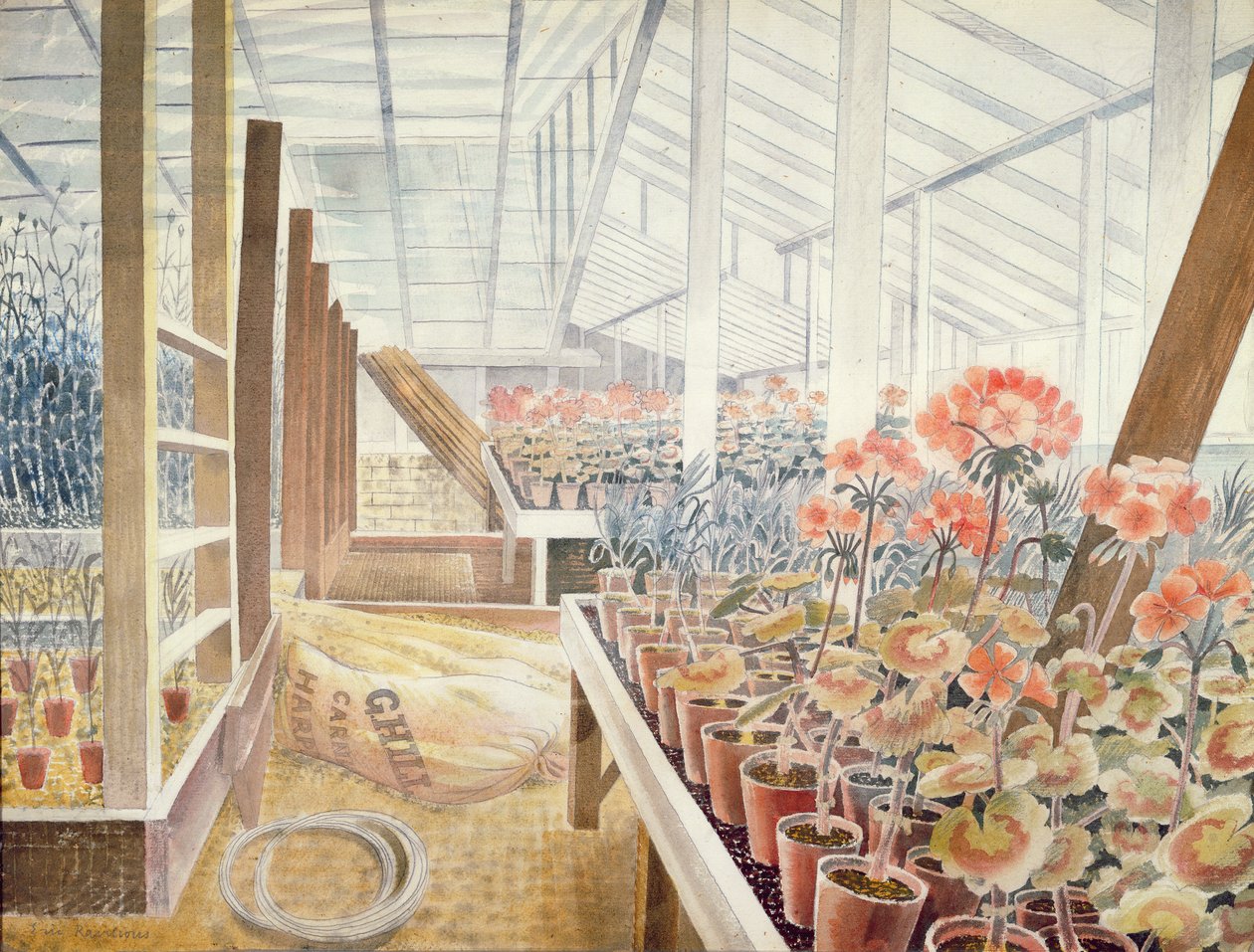 Muškáty a karafiáty od Eric Ravilious
