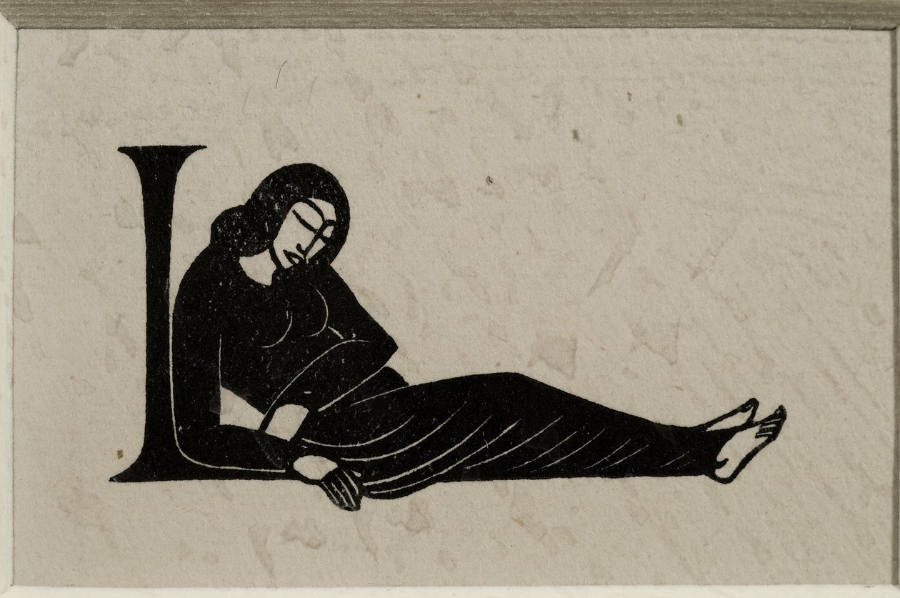Iniciála L se ženou od Eric Gill