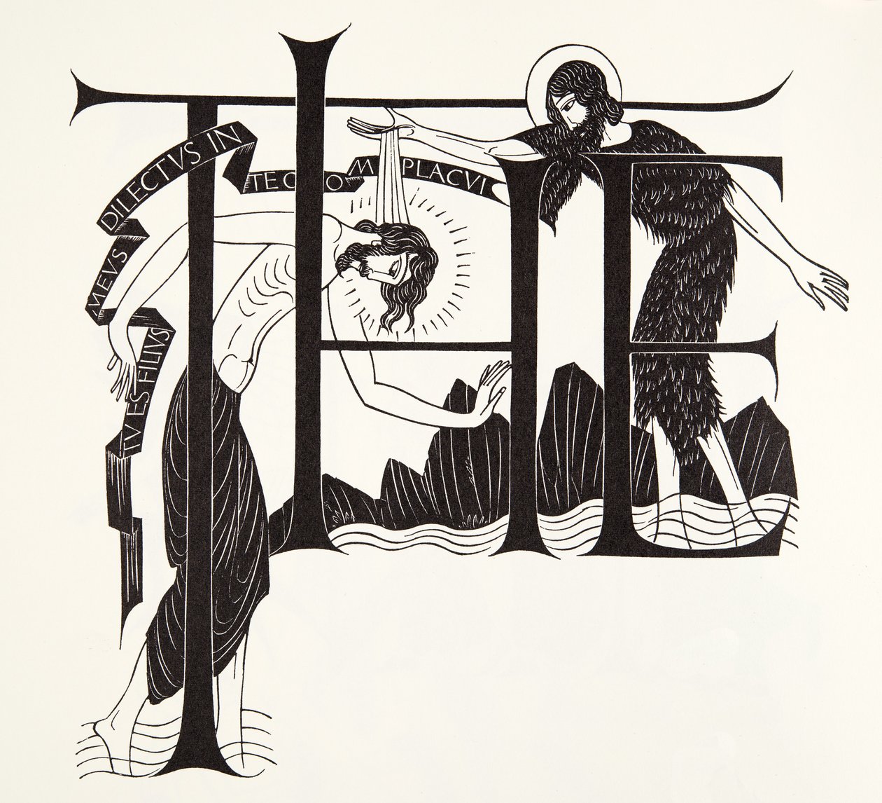 Ježíšův křest od Jana Křtitele ze čtyř evangelií od Eric Gill
