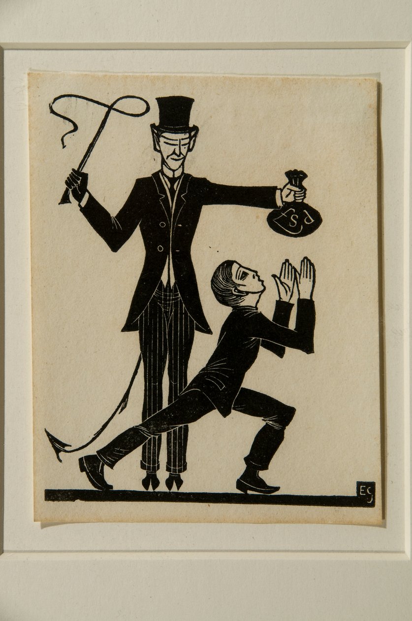 Opice a bič (dřevořez) od Eric Gill