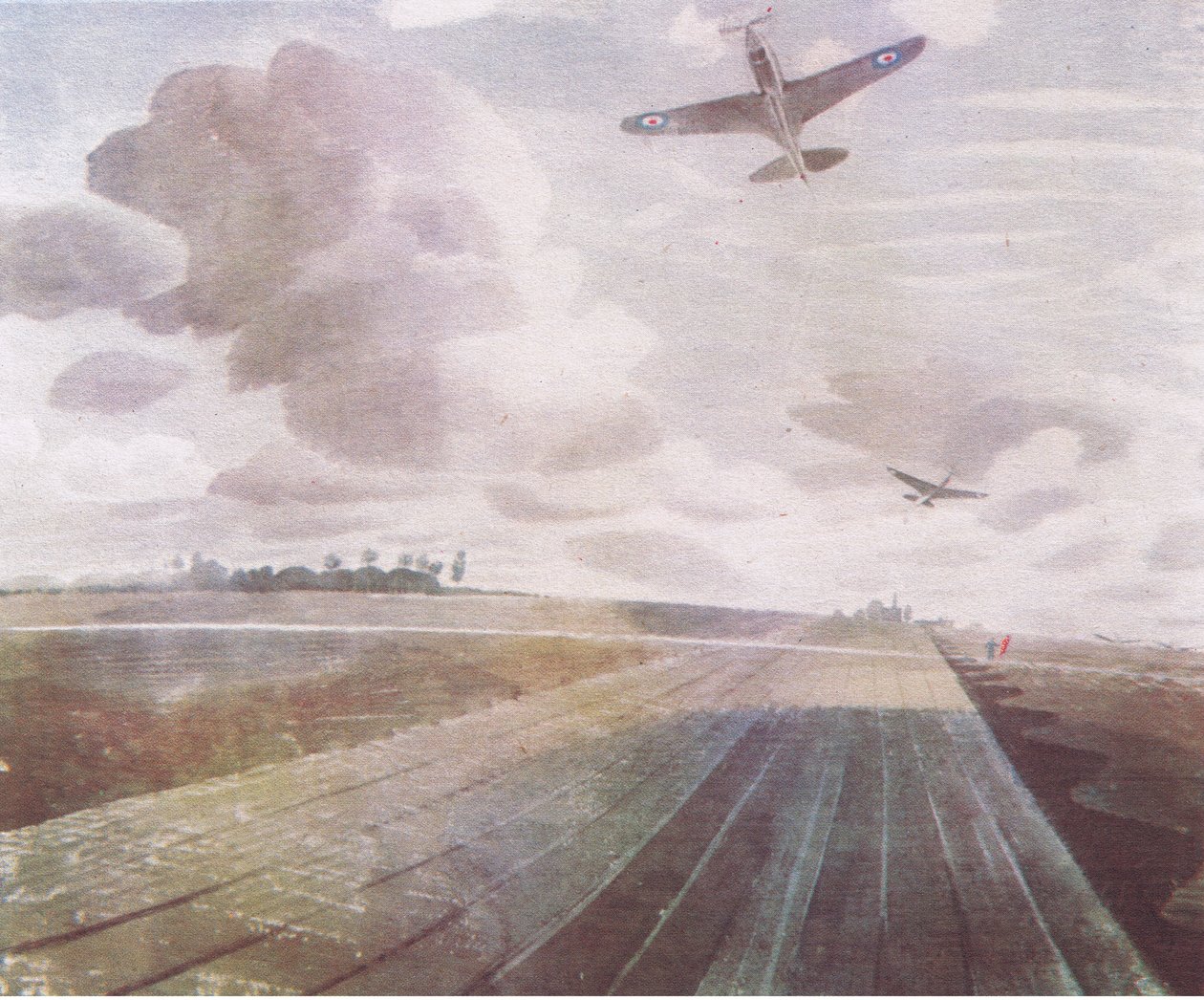 Pohled na dráhu, 1941, z British Adventure vydané Collinsem, 1947 od Eric Ravilious