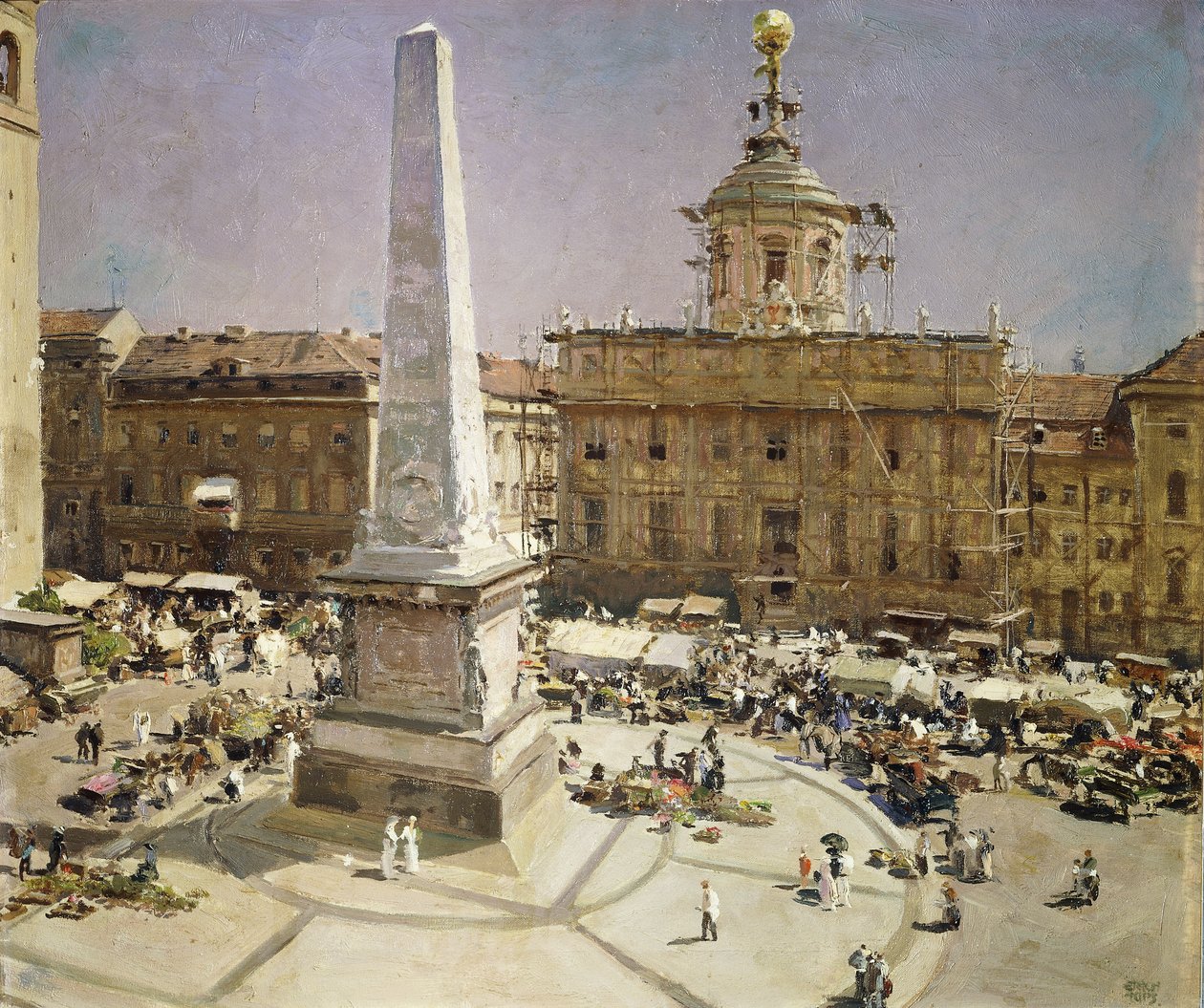 Piazza Santa Maria Maggiore, Řím (olej na plátně) od Erich Kips