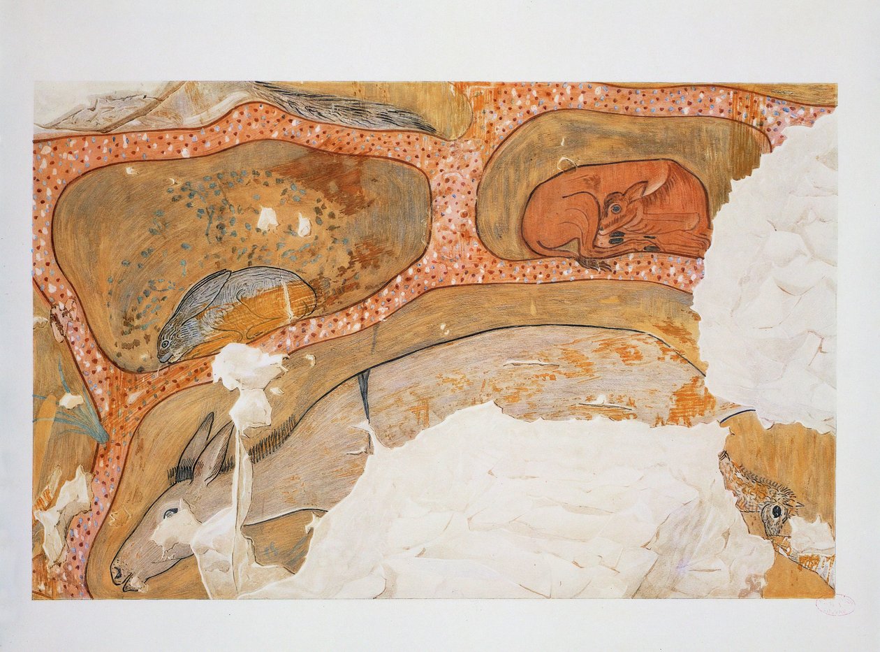 Detaily z lovecké scény, zajíc a laň ... od Erich Lessing