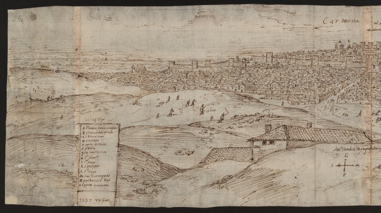 Celá stránka: pohled na město: Carmona, levá polovina od Erich Lessing