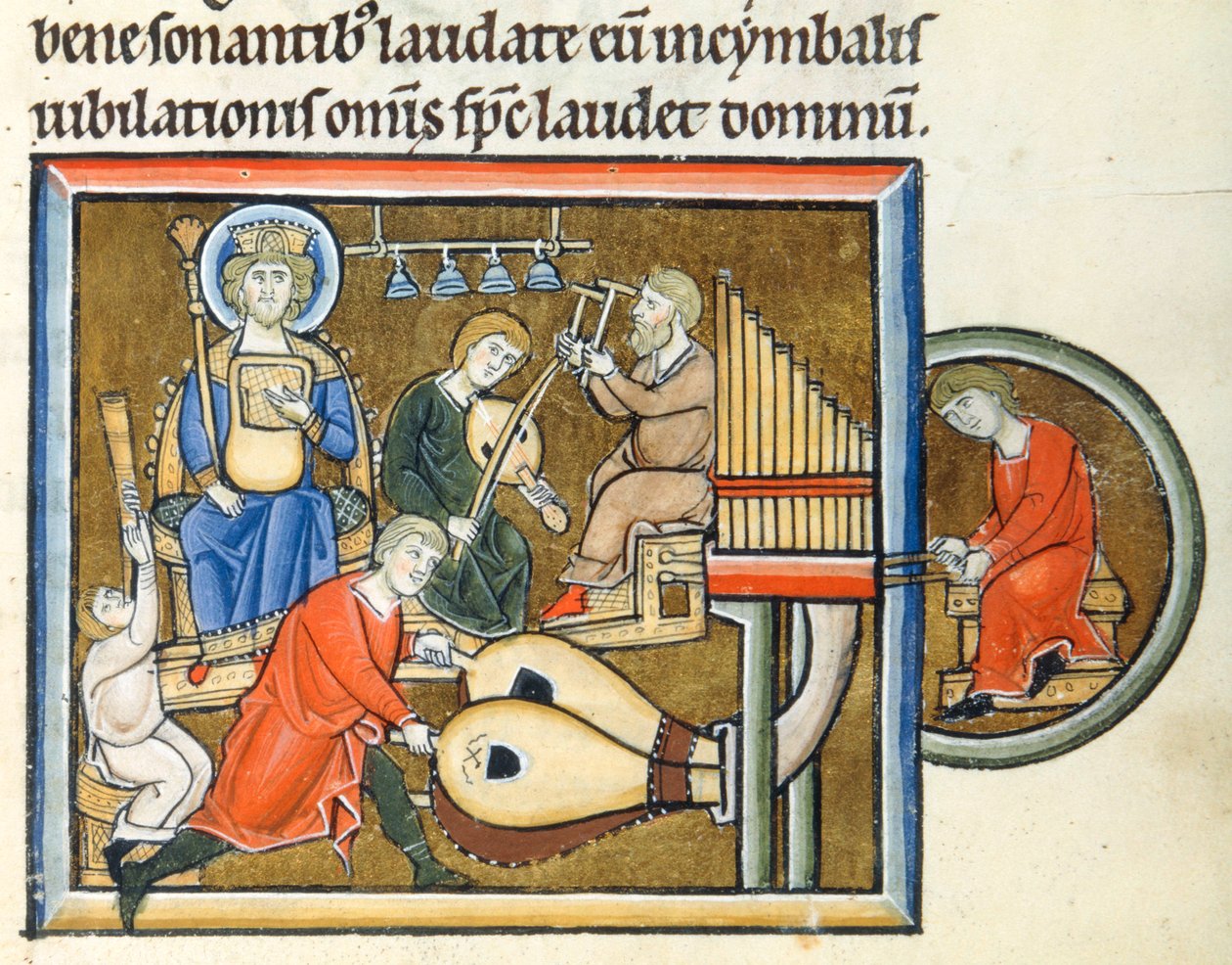 Král David hrající na žaltář za doprovodu tuby, varhan a cimbálu od Erich Lessing