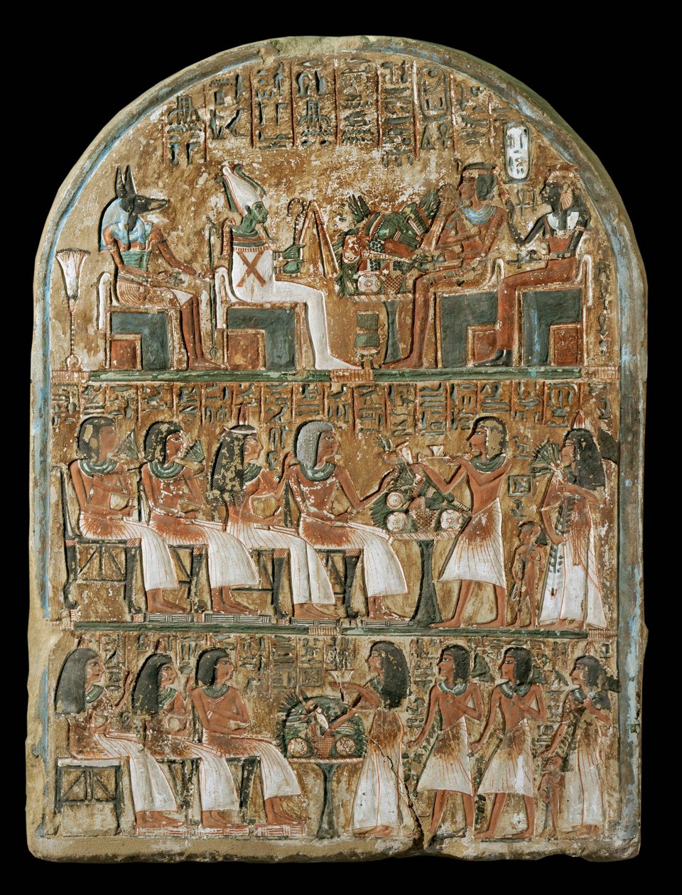 Stéla s Arineferovou rodinou z jeho hrobky v Deir el-Medíně ... od Erich Lessing