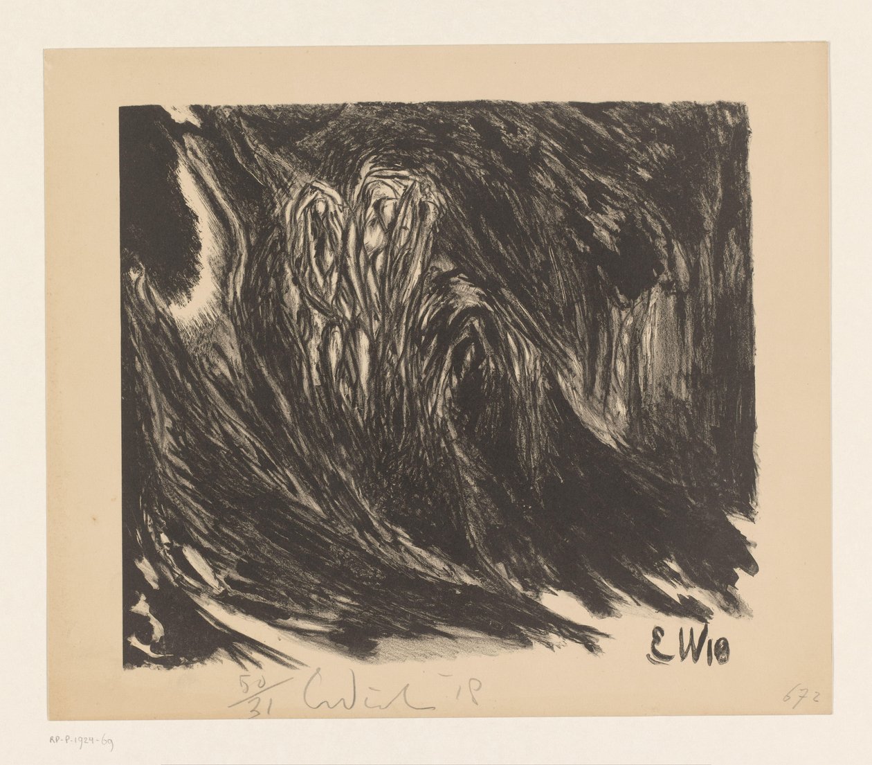 Abstraktní kompozice Das Trinklied vom Jammer der Erde (Li Tai Po) (původní název) od Erich Wichmann (signed by artist)