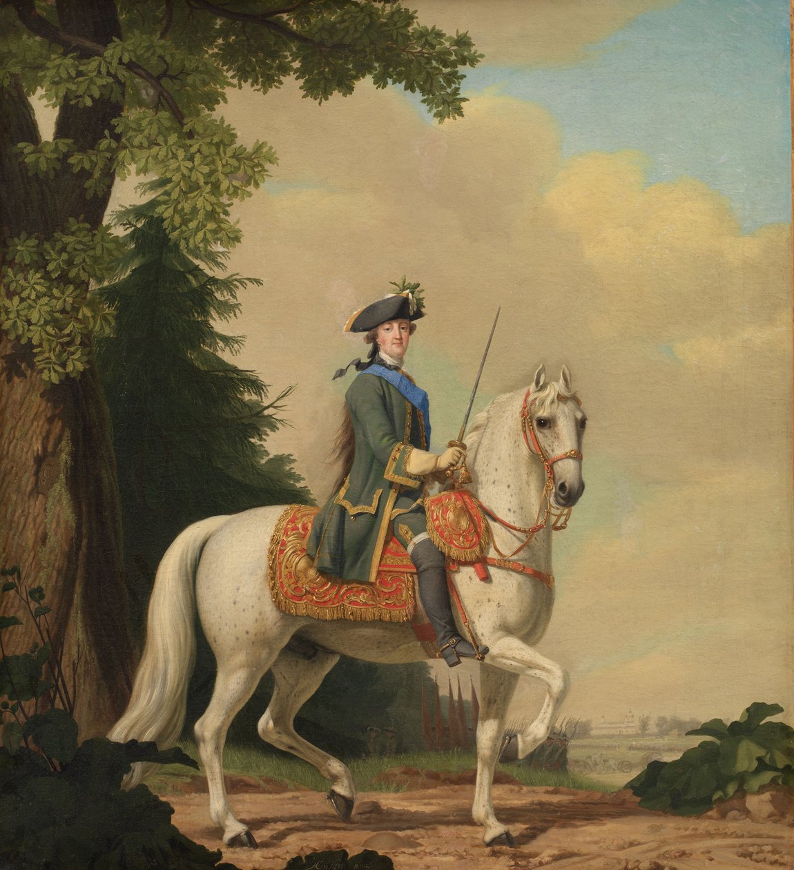 Jezdecký portrét Catherine II 1729-1796 v uniformě stráží na jejím koni Brilliant, 1782. od Erichsen