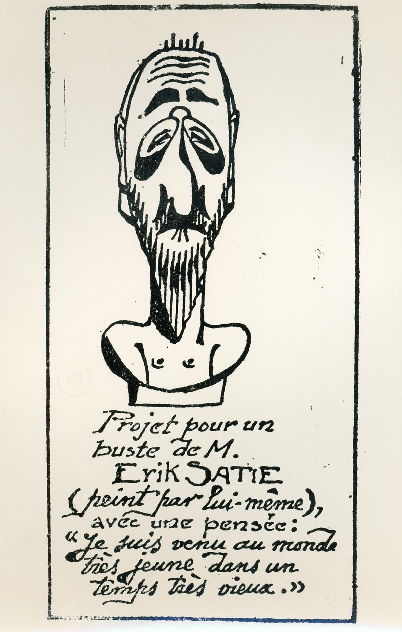 Autoportrét, začátek 20. století (pero a inkoust na papíře) od Erik Satie