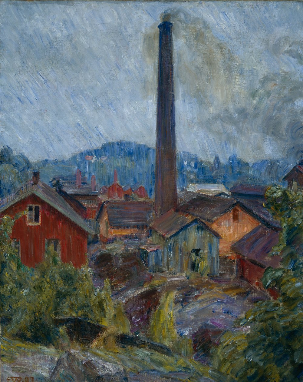 Tovární budovy v Lysaker od Erik Theodor Werenskiold