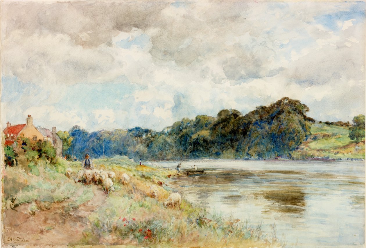 On the Coquet (tužka a akvarel na palubě) od Ernest Albert Waterlow