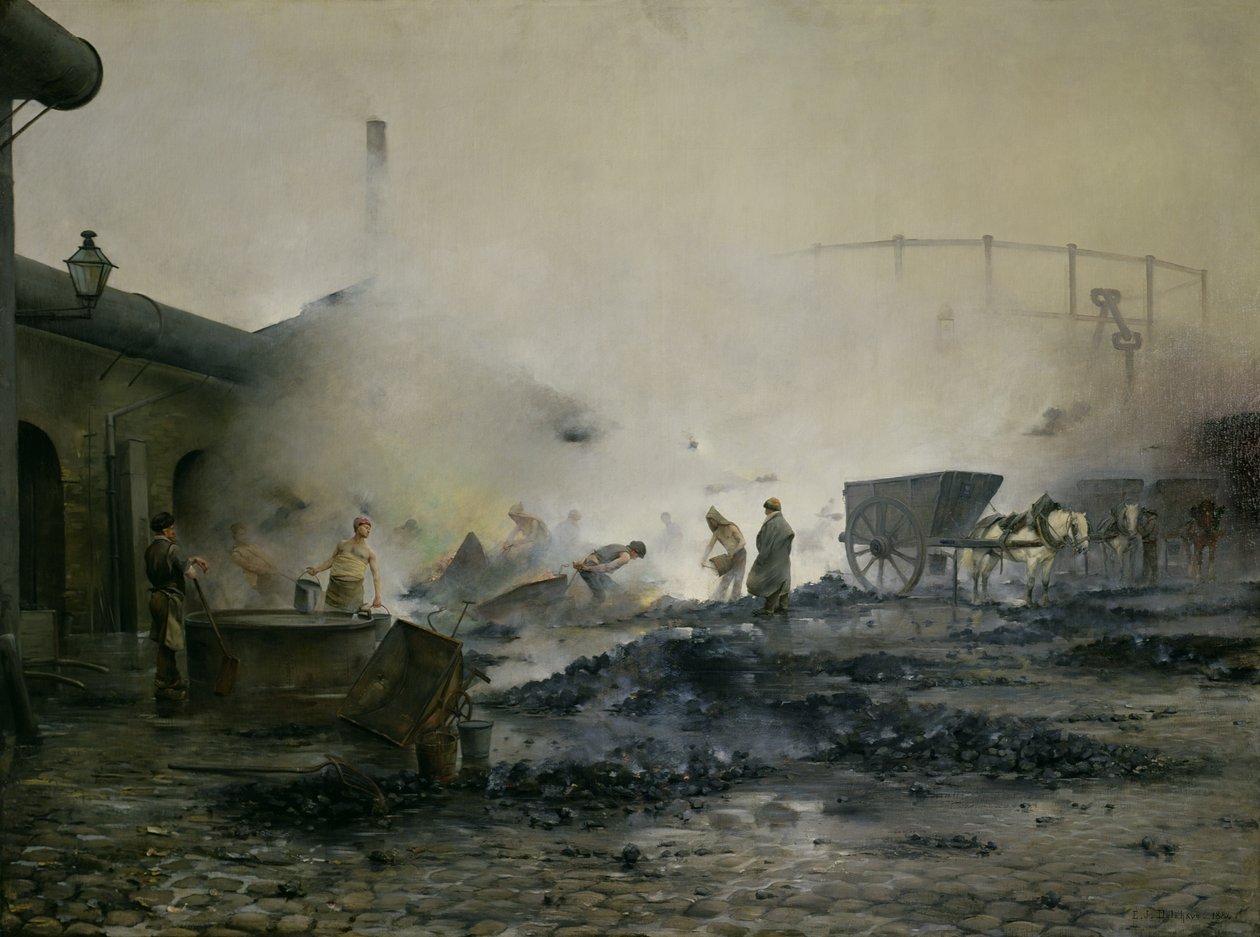 Plynová továrna v Courcelles, 1884 od Ernest Jean Delahaye