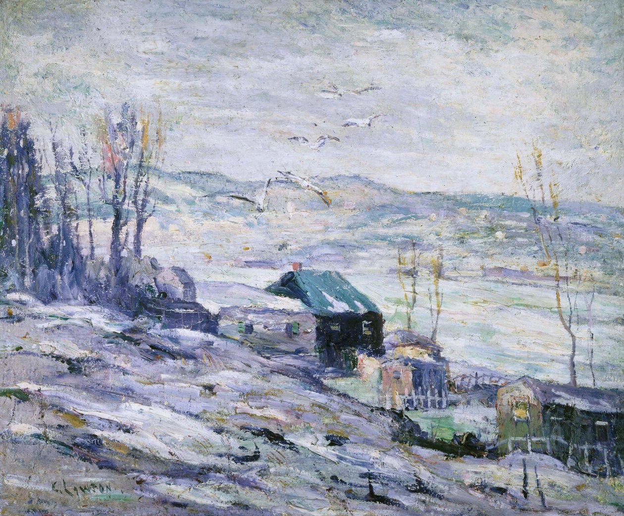 Větrný den, řeka Bronx od Ernest Lawson